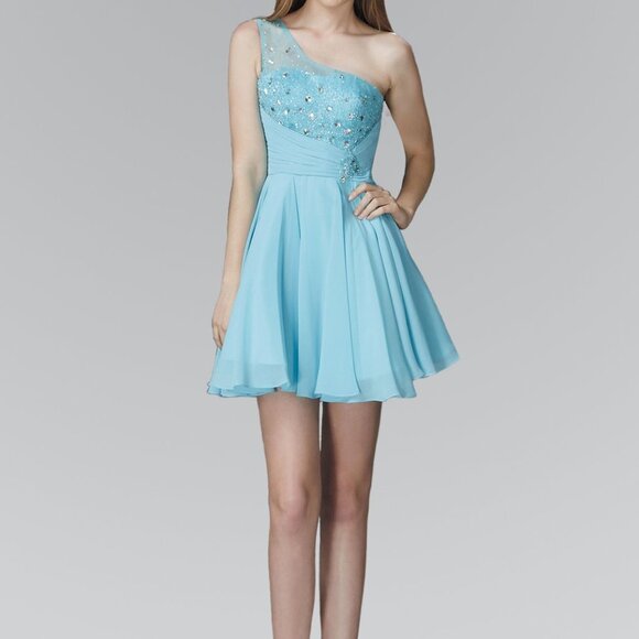 One Shoulder Sequined Short Prom Dress GS2020